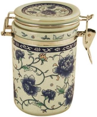 12037 - Tea Coffee Blue and White Ceramic 5" Jar Flowers |12-19| |12-18|