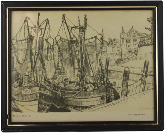 12197 - JM Lutte Haven Van Tholen Monochrome Harbor Framed Print |16-21|