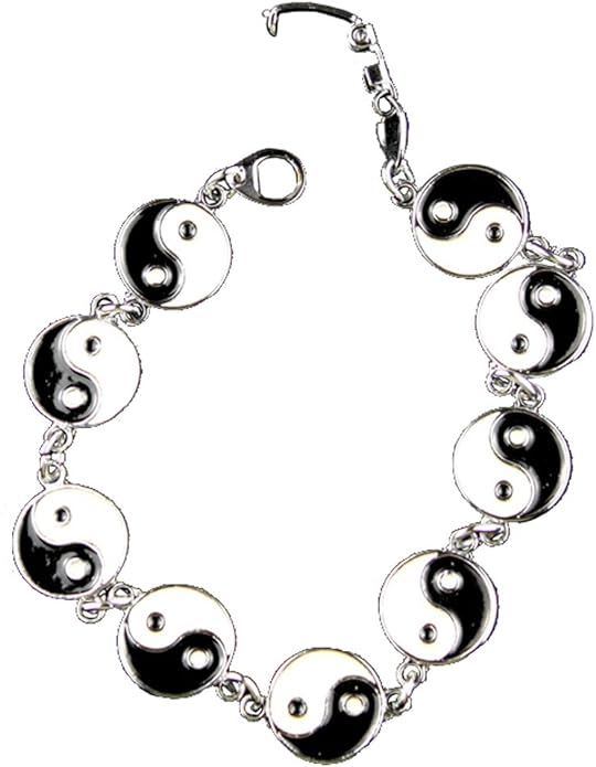 12262 - Rounded Link Yin Yang Bracelet - [Clear-13]