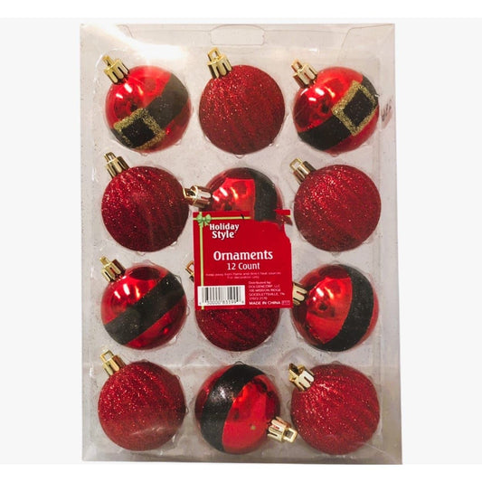 1236 - Set of 12 Santa Belts Bulb Ornaments for Christmas Tree Holiday Decor |Pod 1-80|
