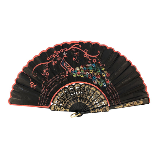 12379 - 16" Rainbow Emb Peacock Fan - 10-10/ 11-6 : AG COOL BEANS