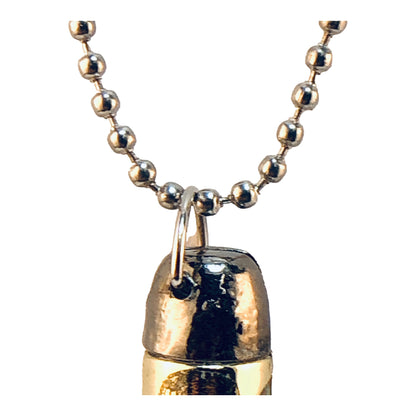 8690 - Brass Bullet Pocket Knife Necklace - [Clear-30]