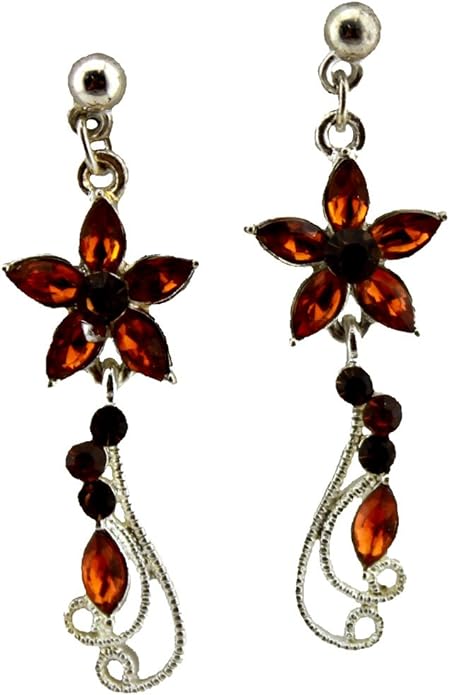 12720 - Sparkling Flower 2" Dangle Earrings - [Clear-218]