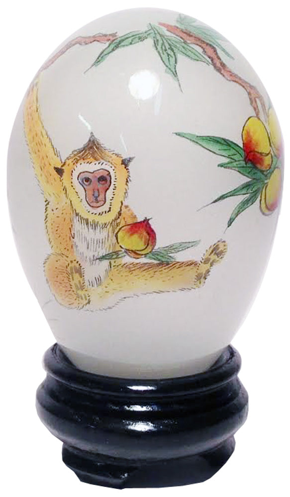 12799 - 3" White Glass Egg - Monkey - |8-11|