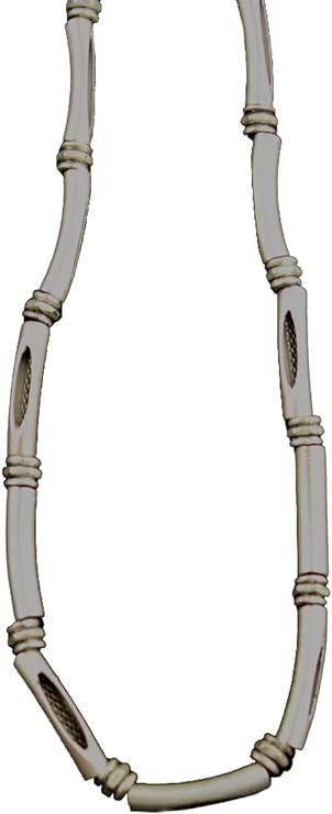 12861 - Industrial Necklace Silver Rib - [Clear-206]