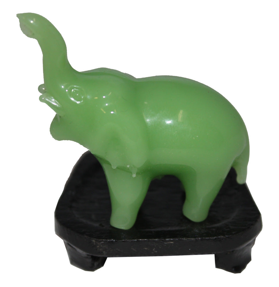 1293 - 2" Green Glass Jade Elephant - |Z-39|