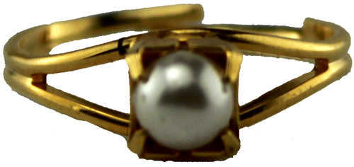 13010 - Adjustable Faux Pearl Ring - |Clear-227|