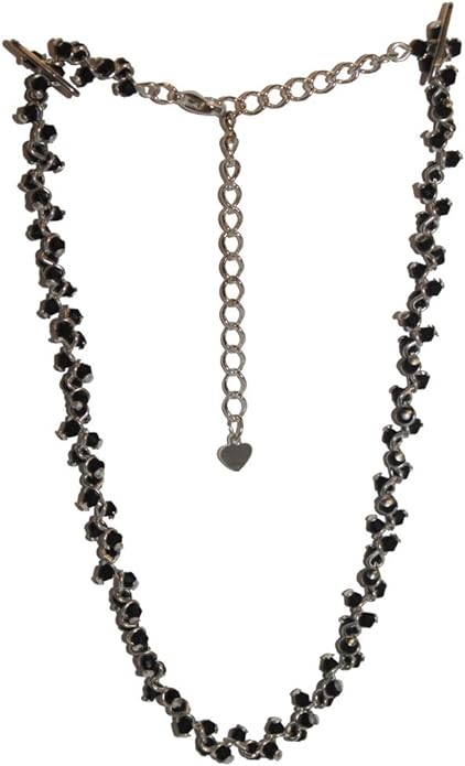 13037 - Black Stone Choker Necklace - [Clear-165]