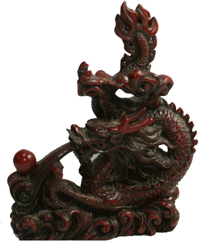 1307 - 6" Red Water Dragon Sculpture for Home Decor |13-22|