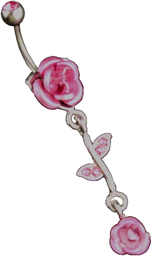 13137 - Rose Belly Button Ring 1" - [Clear-70]