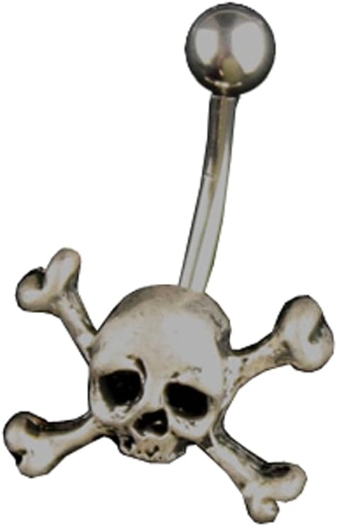 13138 - Skull Belly Button Ring - [Clear-6]
