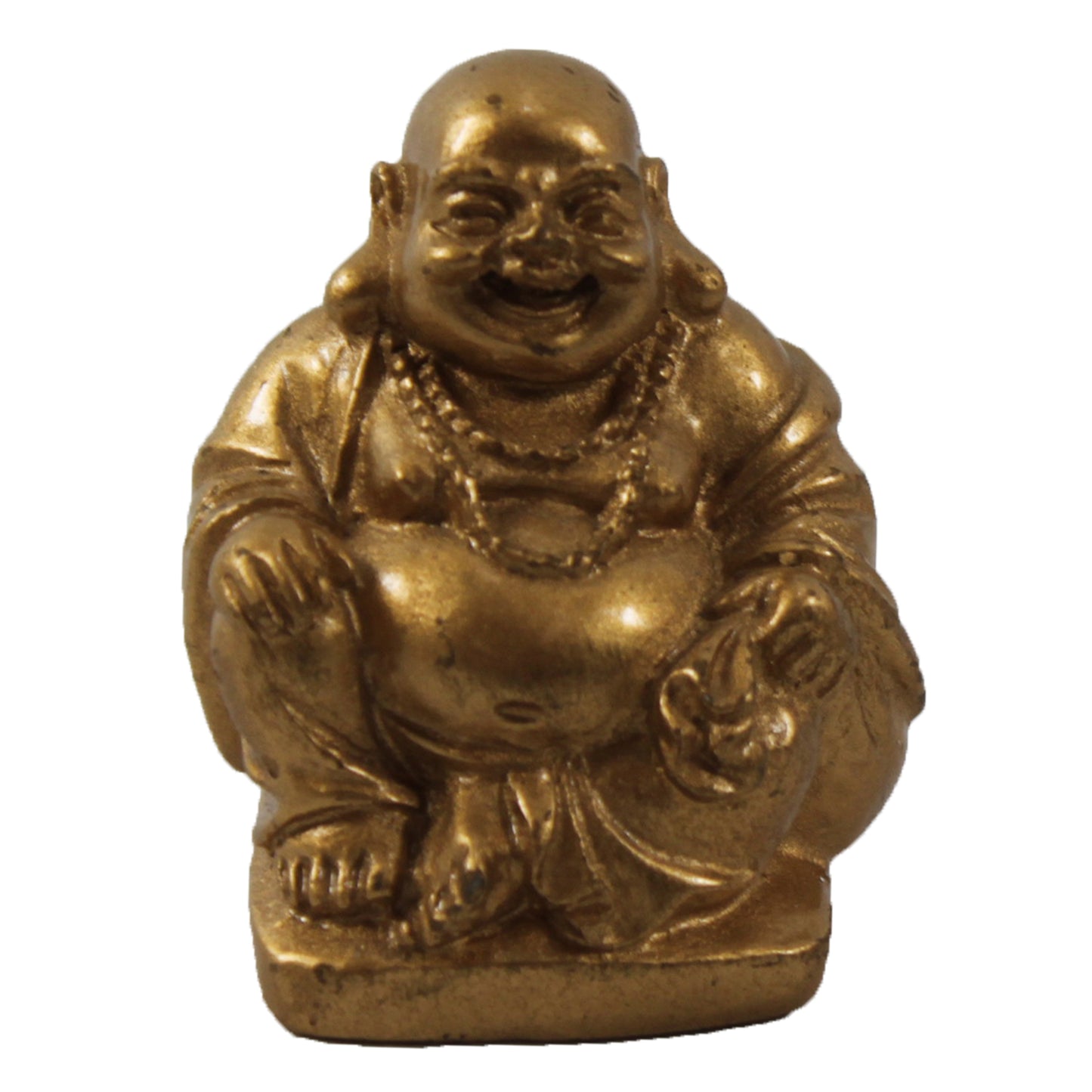 13157 - 2" Gold Sitting Ceramic Buddha Keychain #1 - Keychains |DVD Room-35|