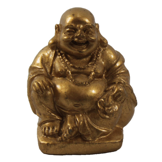 13157 - 2" Gold Sitting Ceramic Buddha Keychain #1 - Keychains |DVD Room-35|