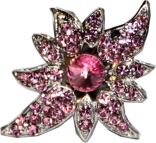 13165 - Adjustable Sparkling Flower Ring - [Clear-69]