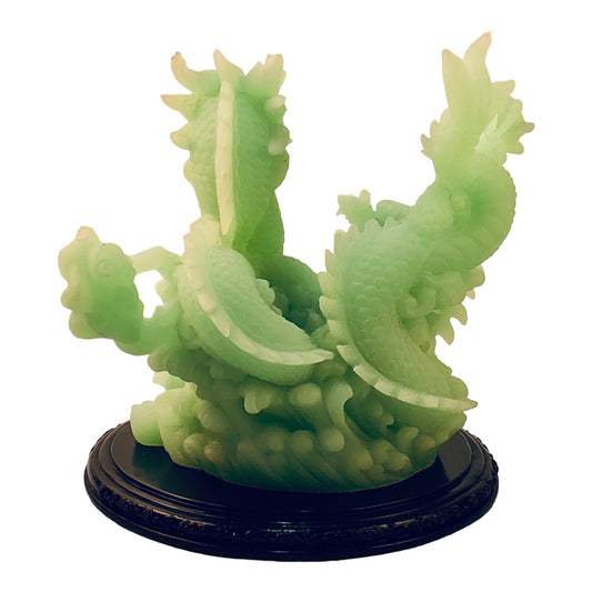 13314 - 10" 2 Green Dragons  2 Crystal - [Z-A]