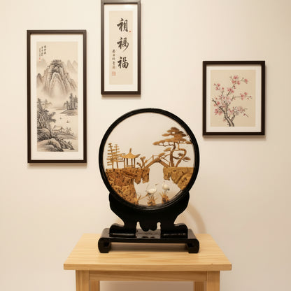 1331 - 7" Black - Cranes & Bridge Cork Sculpture - |17-24|23-1|