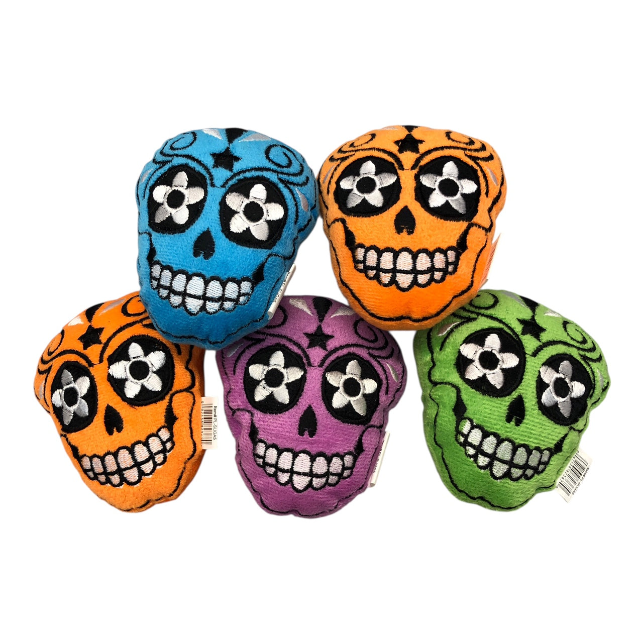 13423 - SET OF 5 Color Sugar Skull 4" Plush |2-16|