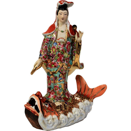 1343 - 12" Color Quan Yin - Fish Vase - |H-6|