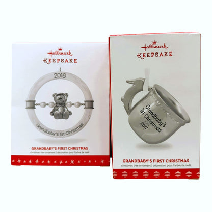 1348 - Set of 2 Hallmark Keepsake Grandbaby’s First Christmas Holiday Ornament for Christmas Decor |Pod 1-74|