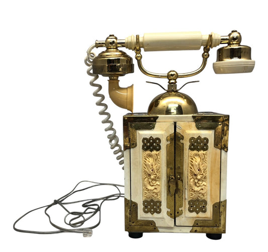 13502 - Vintage Chinoiserie Corded Telephone With Bakelit Receiver - Untested |22-13|