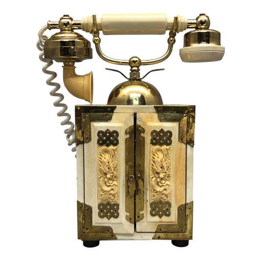 13502 - Vintage Chinoiserie Corded Telephone With Bakelit Receiver - Untested |22-13|