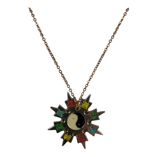 13541 - Mini Ninja Star Yin Yang Necklace - |Clear-227|