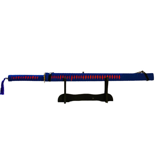 13551 - Ninja Cloth Red/Blue 28" Steel Blade 9" Cloth Hilt |2-D|