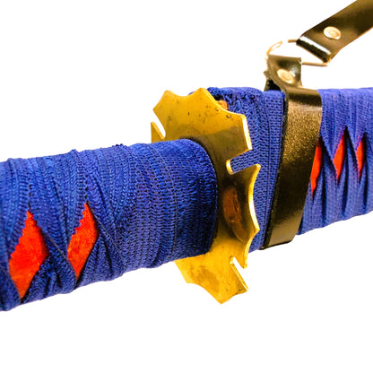 13551 - Ninja Cloth Red/Blue 28" Steel Blade 9" Cloth Hilt |2-D|