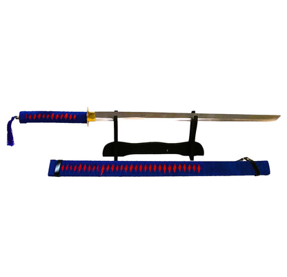 13551 - Ninja Cloth Red/Blue 28" Steel Blade 9" Cloth Hilt |2-D|
