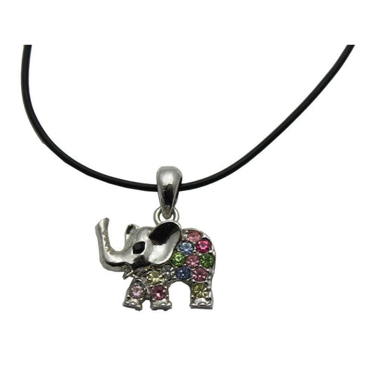 1356 - Necklace Elephant Multi Crystal - |Clear-94|