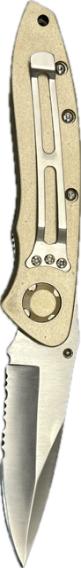 13611 - 4.5" Closed Blade Beige Pocket Knife (Super Knife #LK-47030CP) |101|