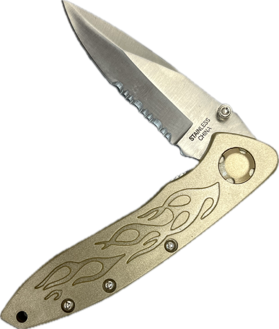 13611 - 4.5" Closed Blade Beige Pocket Knife (Super Knife #LK-47030CP) |101|