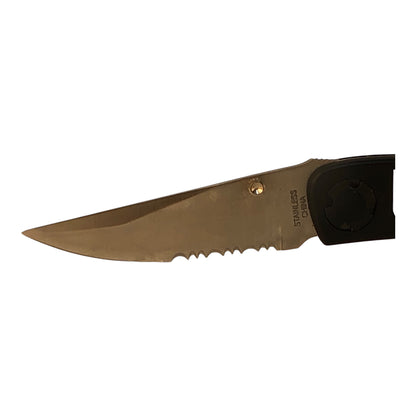 13616 - 7.5" Open Black Pocket Flat 4" Closed Stainless With Belt Clip |105|Store|