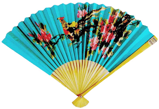 13691 - 27" Aqua Bird Flower Fan - W-24 : CS CHILL BILL