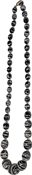 13757 - Black White Bead 23" Necklace - [Clear-5]