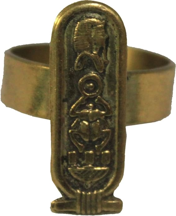 13877 - Brass Egyptian Scroll Adjustable Ring - [Clear-76]