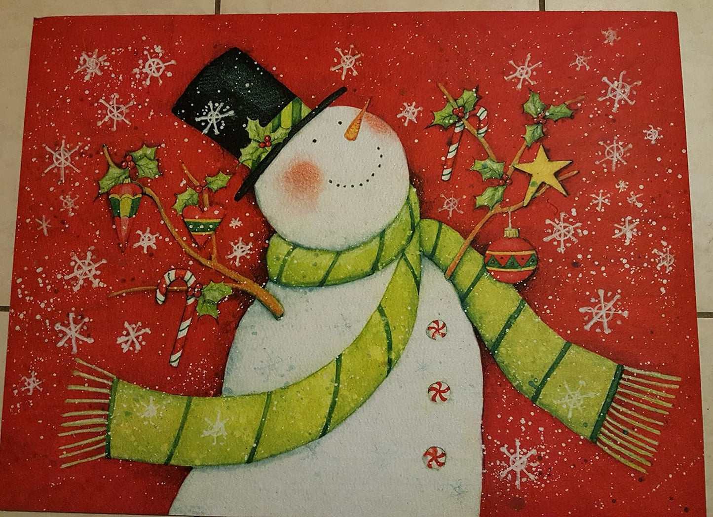 14009 - Snowman on Red Rug 18x24 - [G-121]