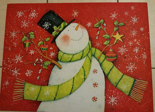 14009 - Snowman on Red Rug 18x24 - [G-121]