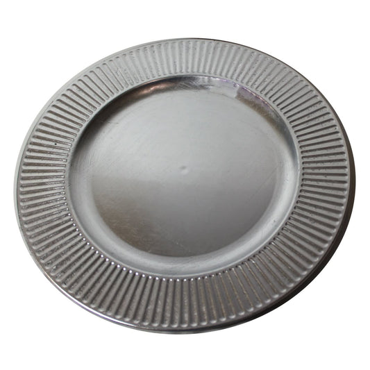 1402 - Set of 2 Silver Decorative Charger Plates - |13-20|