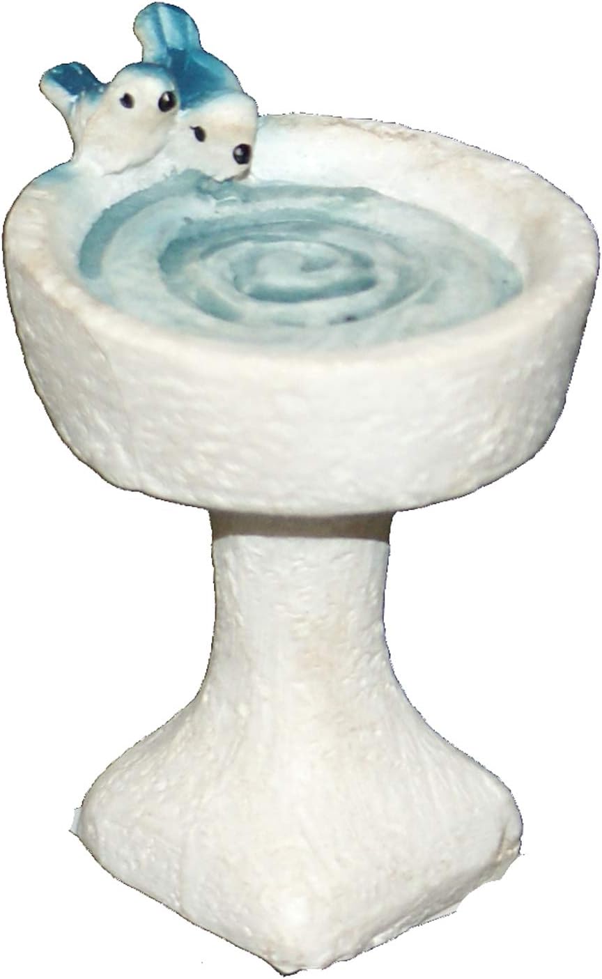 1408 - 2" White Bird Bath - Blue Birds  |14-22|