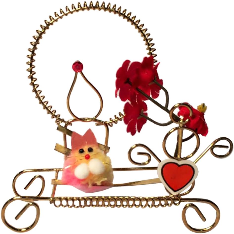 14117 - 5" Gold Wire Cat - Flower Heart - [Z-19]