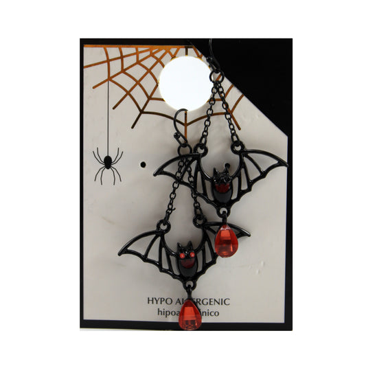 14154 - Earrings Bat With Orange Jewel - |Clear-158|