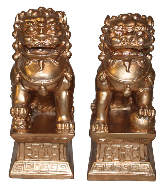 1420 - Two 6" Gold Fu Dogs - |Z-61|