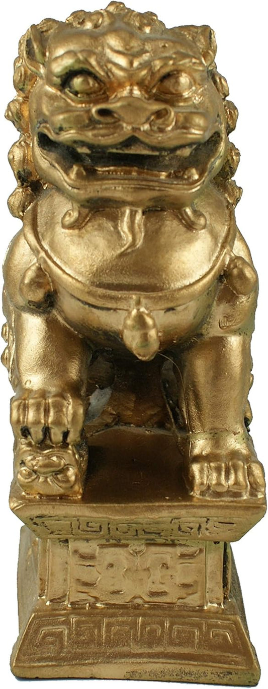 1422 - 6" Gold Female Fu Dog - |Z-26|