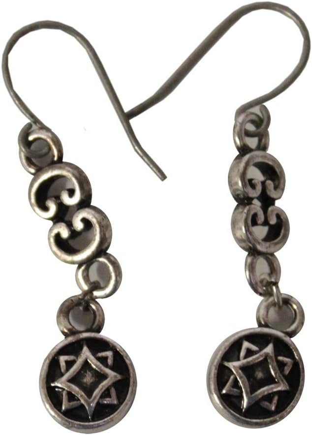 1425 - Silver Celtic Dangle Earrings - [Clear-118]
