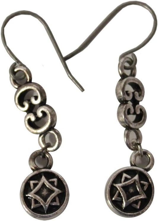 1425 - Silver Celtic Dangle Earrings - [Clear-118]