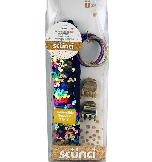 14530 - Premium Scunci Sequin Headband Hair Set with Sparkling Design for Everyday Use |23-B|