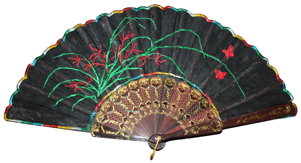 15023 - Green Embroidery Black Fan - |M-02| SENT FOR PIC 7/25 CC