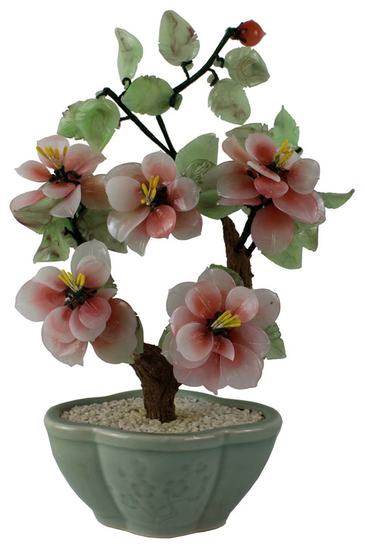 15049 - 10" Pink Jade Flower Tree - Fluted Pot |15-17|