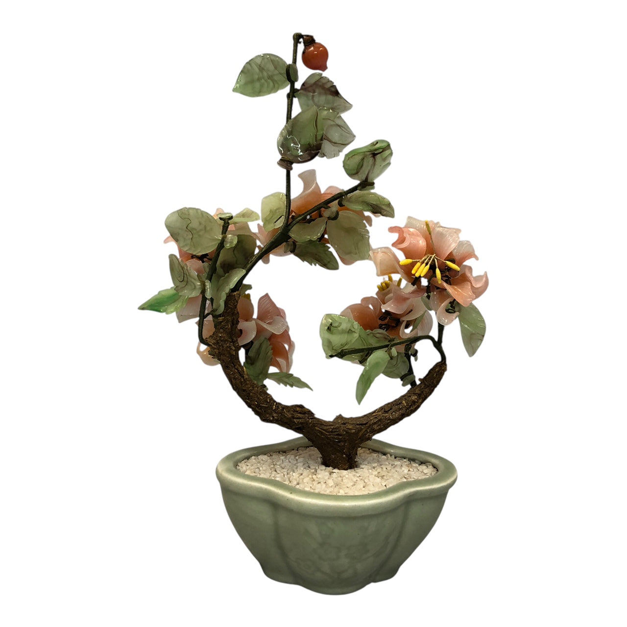 15049 - 10" Pink Jade Flower Tree - Fluted Pot |15-17|